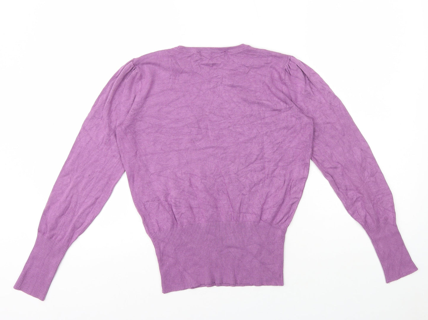 Marks and Spencer Womens Purple Round Neck Viscose Pullover Jumper Size 8