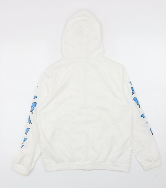 SheIn Girls White Polyester Full Zip Hoodie Size 11-12 Years Zip - Butterflies