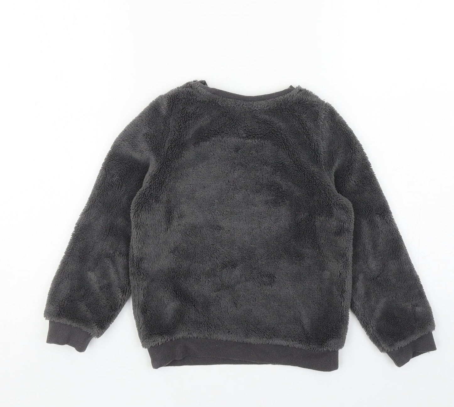 H&M Girls Grey Solid 100% Polyester Top Lounge Set Size 5-6 Years Pullover - Monster