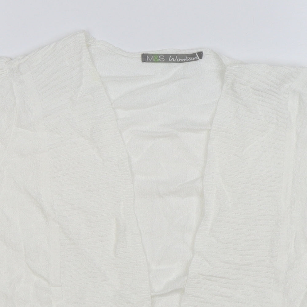 Marks and Spencer Womens White V-Neck Viscose Cardigan Jumper Size 14