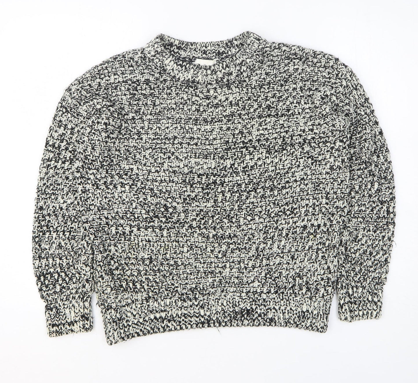 H&M Womens White Round Neck Cotton Pullover Jumper Size XS