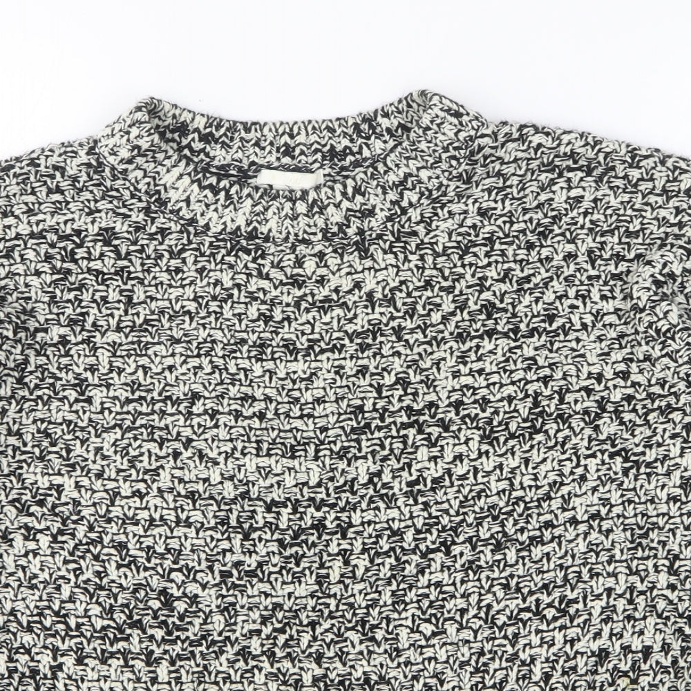 H&M Womens White Round Neck Cotton Pullover Jumper Size XS