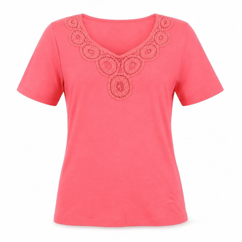 Marks and Spencer Womens Pink Cotton Basic T-Shirt Size 10 Boat Neck