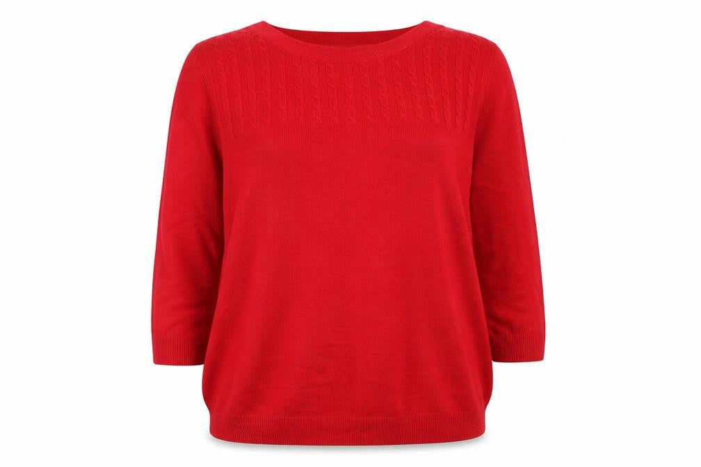 BHS Womens Red Round Neck Acrylic Henley Jumper Size 14