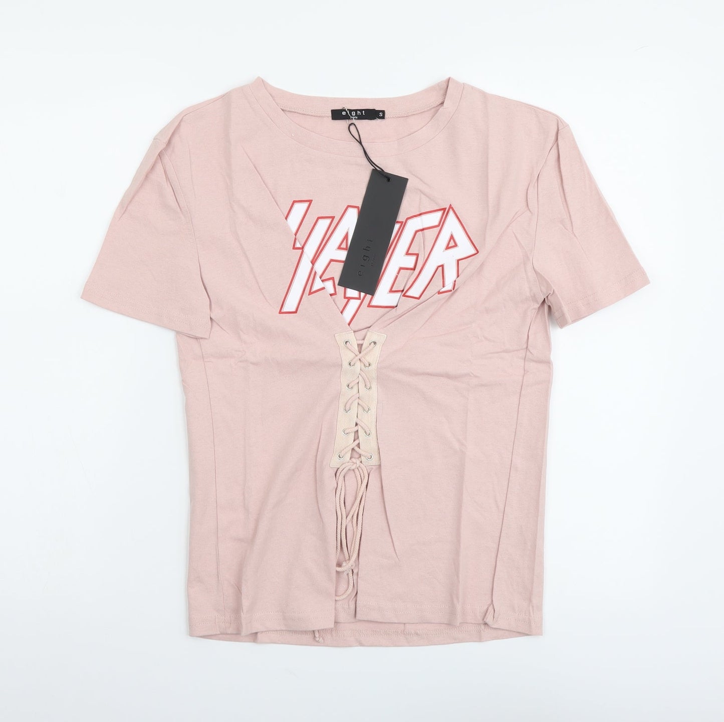 Eight Paris Womens Pink Cotton Basic T-Shirt Size S Round Neck