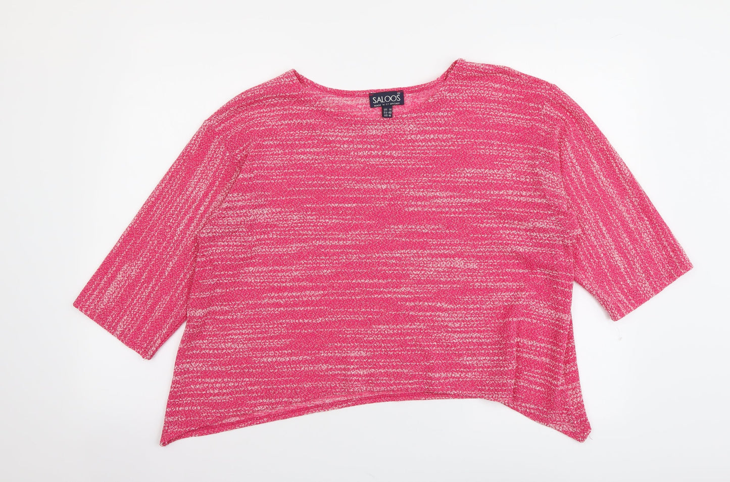 Saloos Womens Pink Polyester Basic Blouse Size 14 Boat Neck