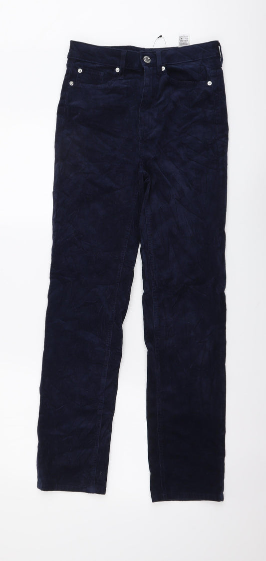 Marks and Spencer Womens Blue Cotton Straight Jeans Size 8 L29 in Regular Button