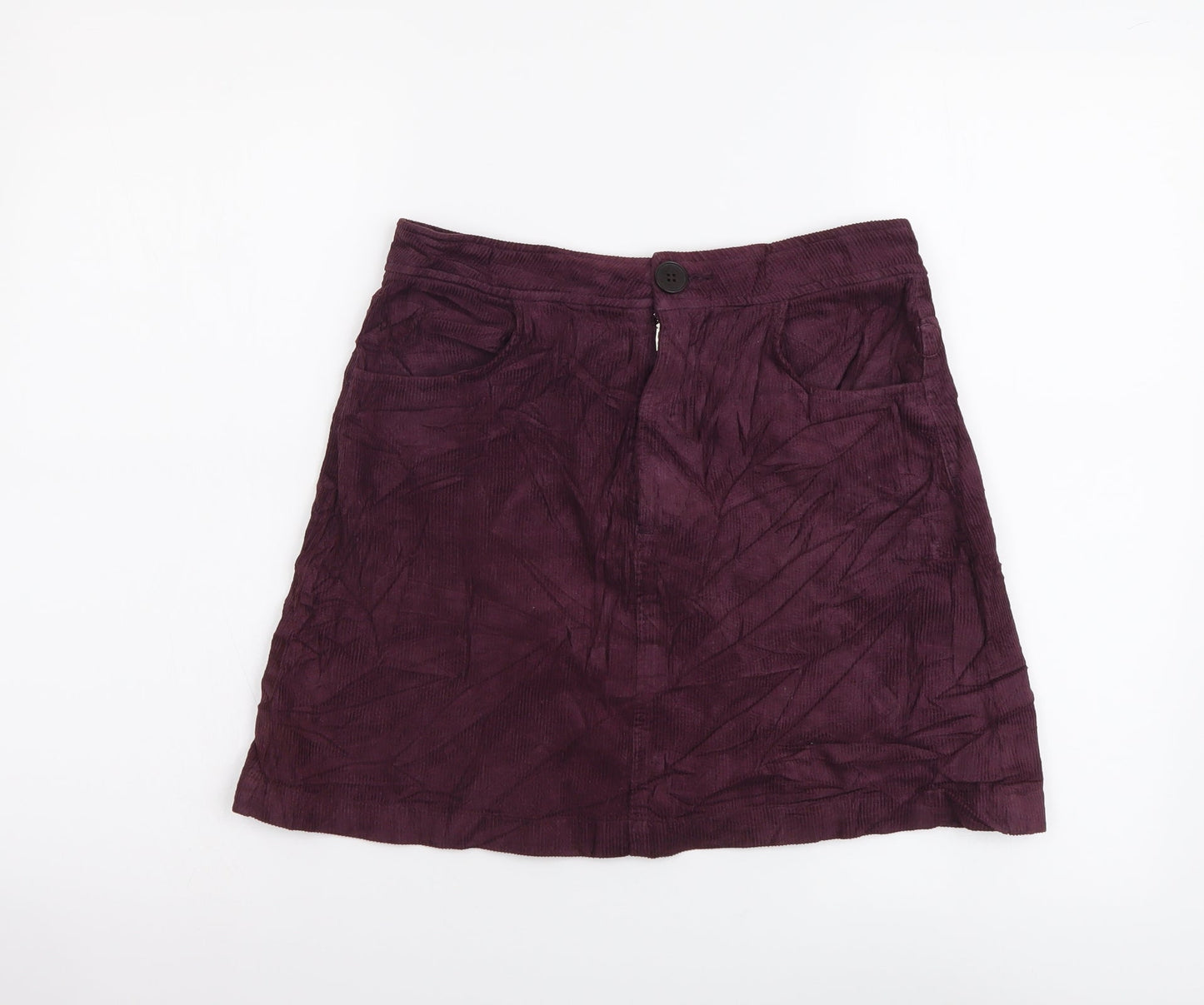 Zara Womens Purple Cotton Mini Skirt Size S Button