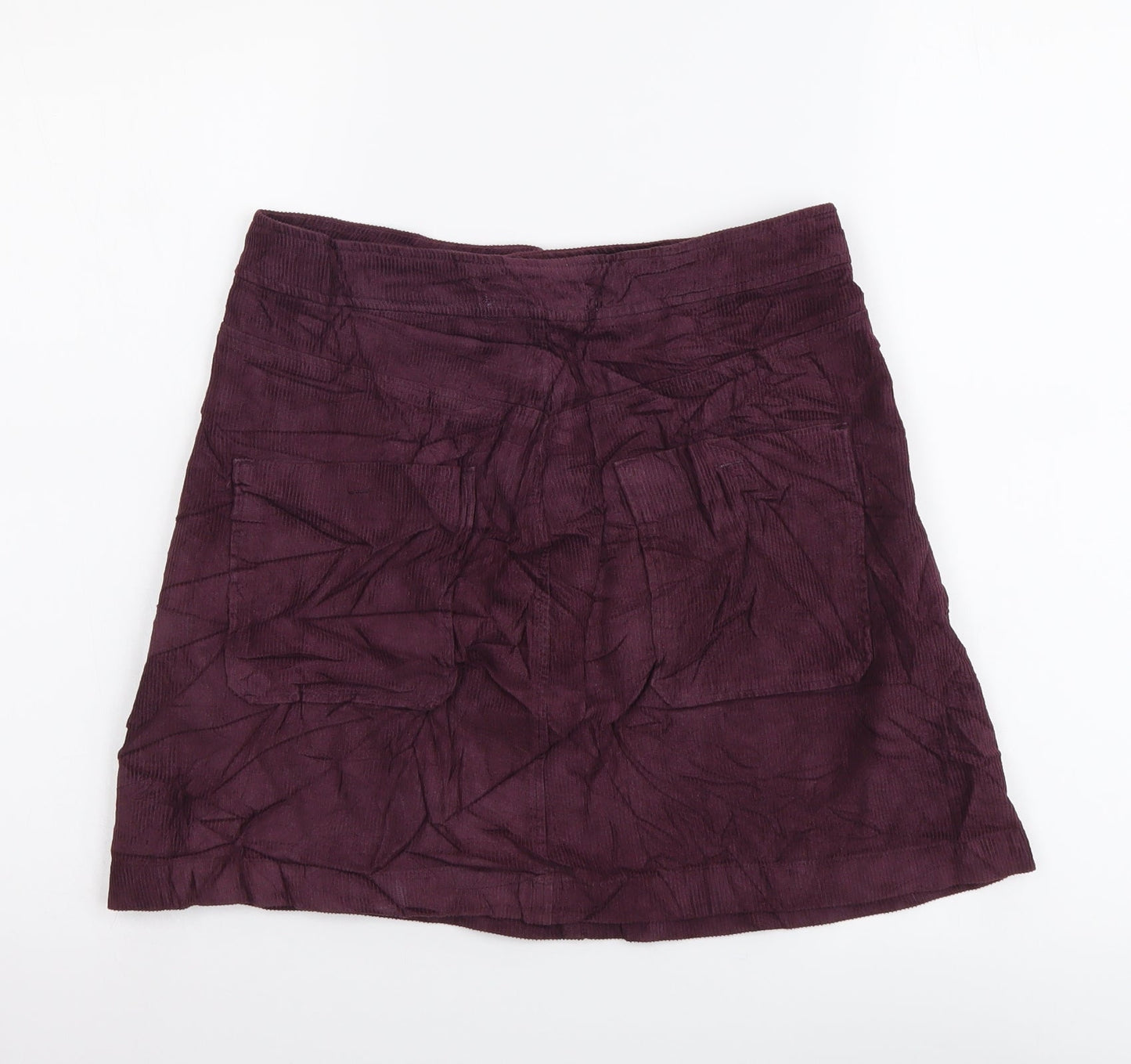 Zara Womens Purple Cotton Mini Skirt Size S Button
