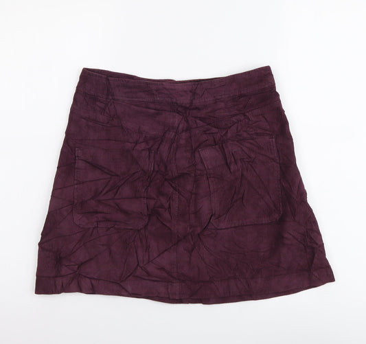 Zara Womens Purple Cotton Mini Skirt Size S Button