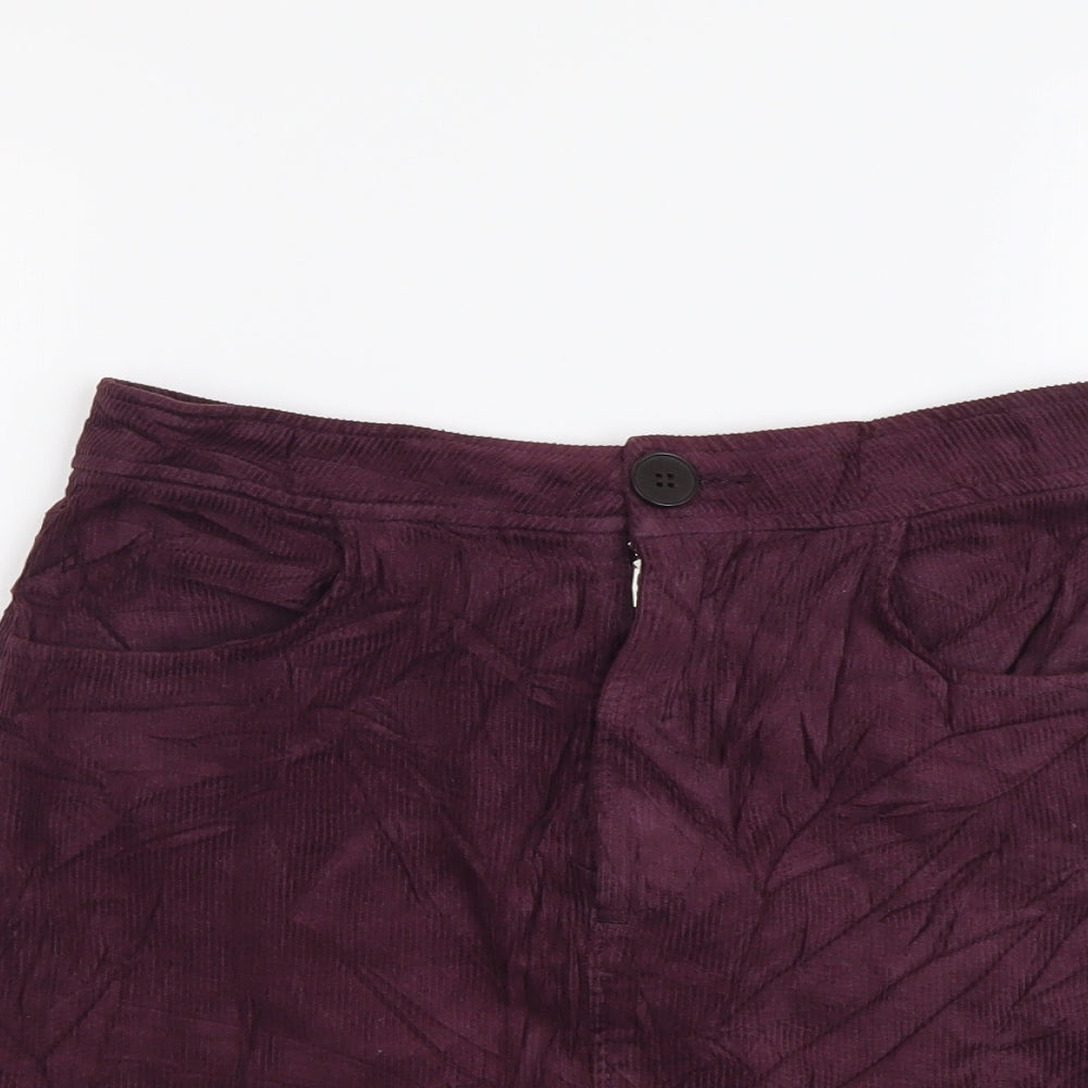 Zara Womens Purple Cotton Mini Skirt Size S Button