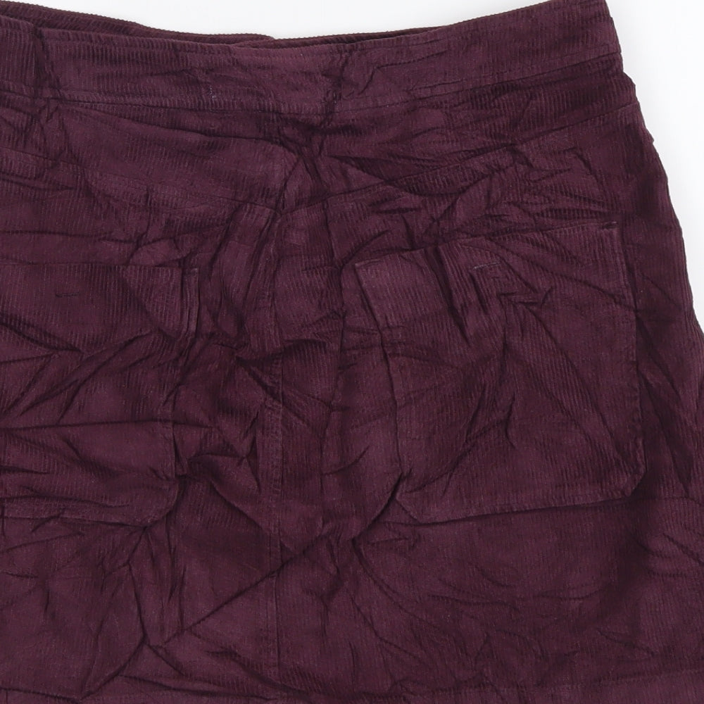 Zara Womens Purple Cotton Mini Skirt Size S Button