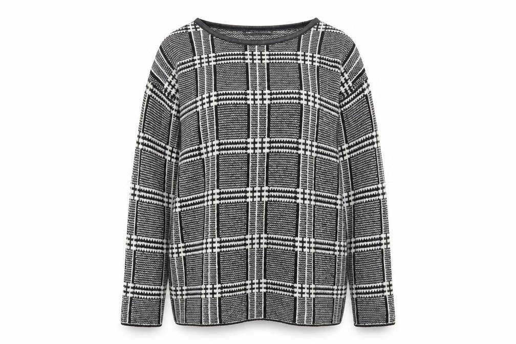 Marks and Spencer Womens Black Round Neck Geometric Acrylic Pullover Jumper Size 12