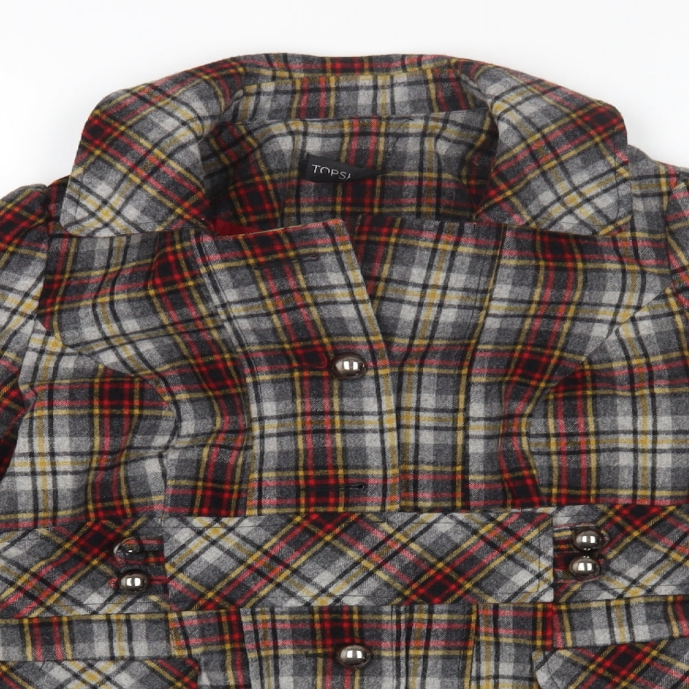 Topshop Womens Multicoloured Check Jacket Blazer Size 8 Button