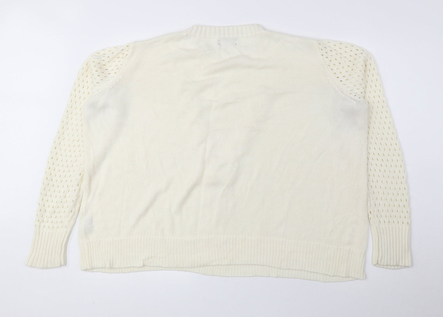 Papaya Womens Ivory Round Neck Acrylic Pullover Jumper Size XL