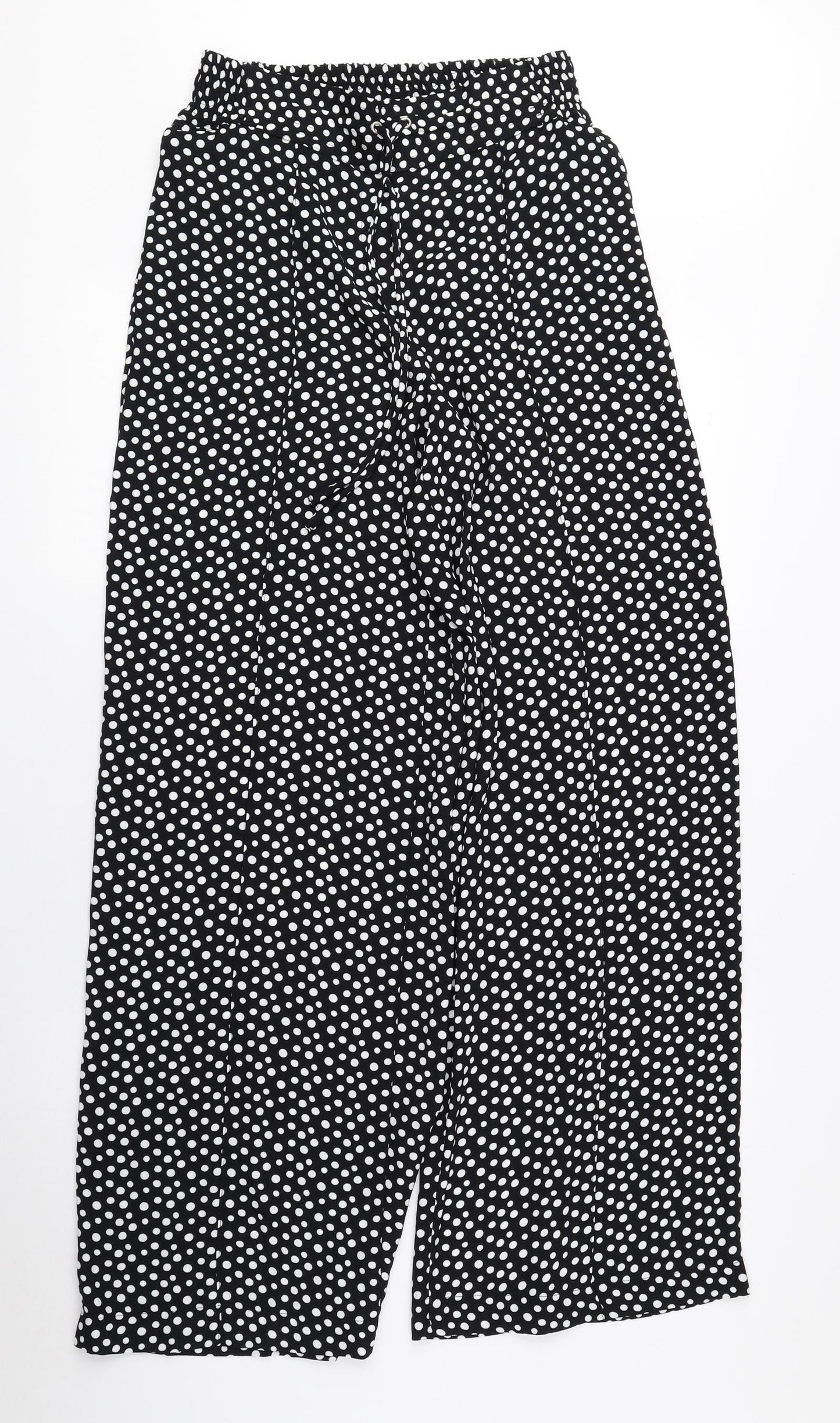 Marks and Spencer Womens Black Polka Dot Polyester Bloomer Trousers Size 8 L29.5 in Regular