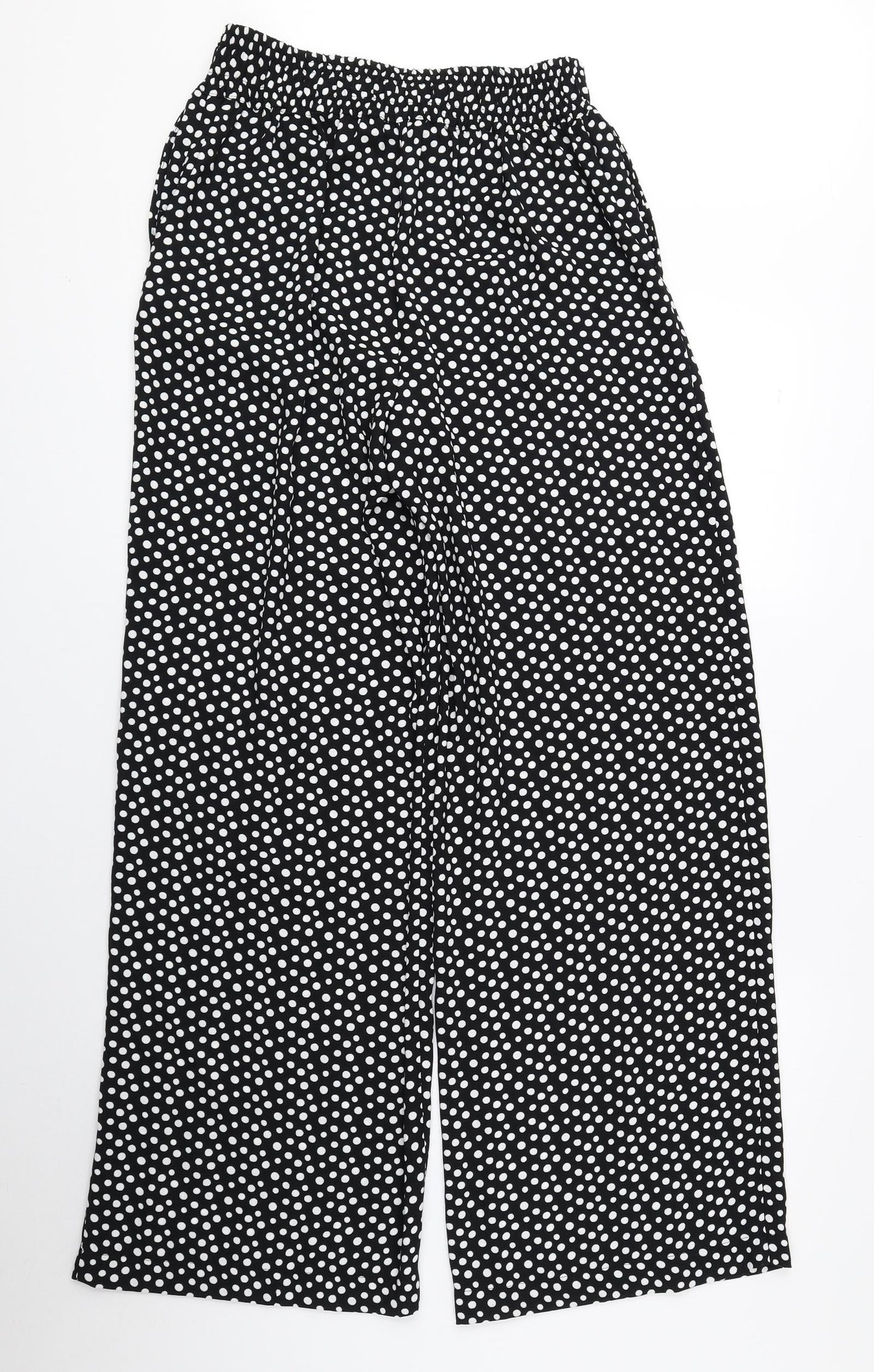 Marks and Spencer Womens Black Polka Dot Polyester Bloomer Trousers Size 8 L29.5 in Regular