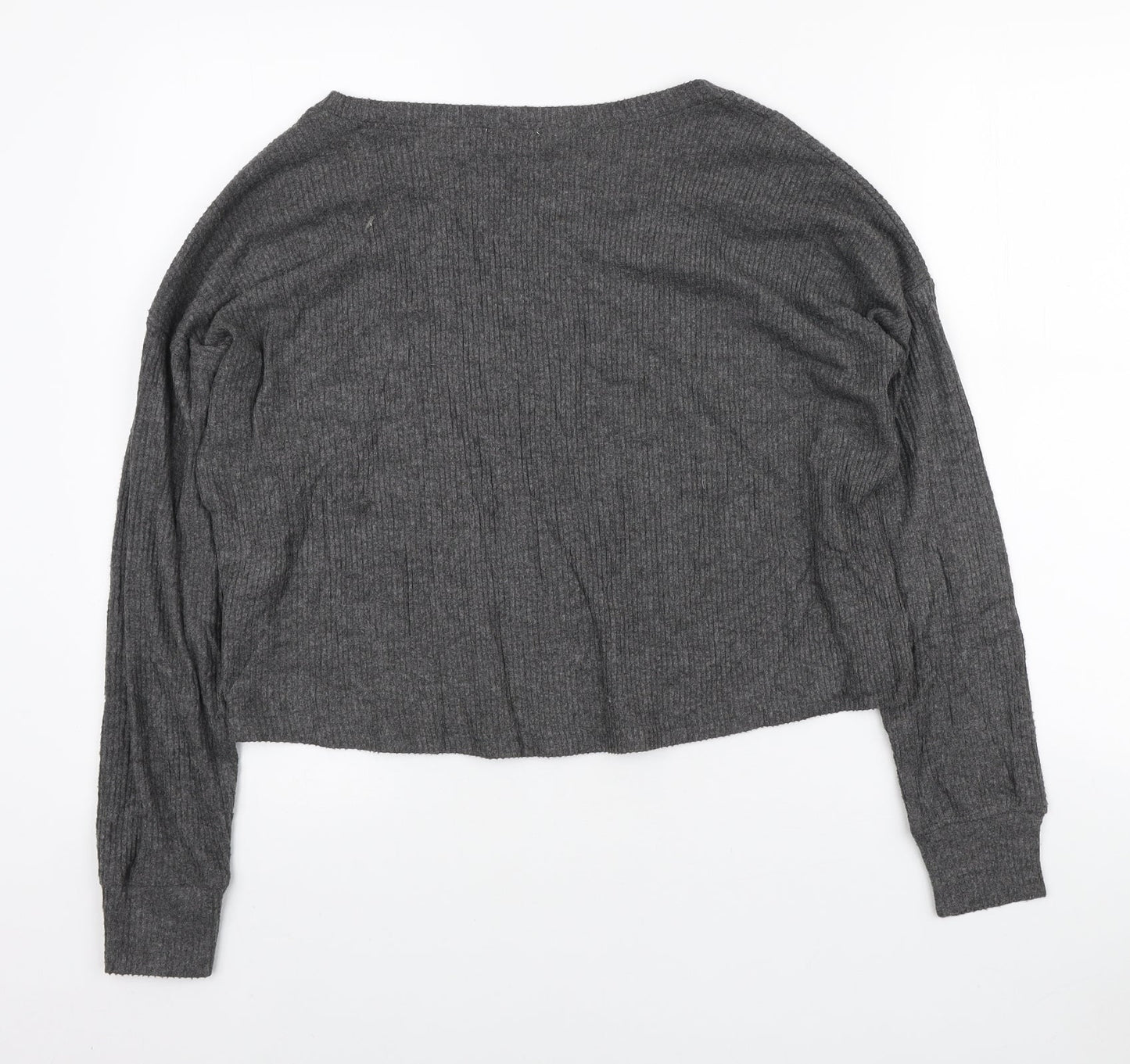 New Look Womens Grey Round Neck Polyester Pullover Jumper Size M