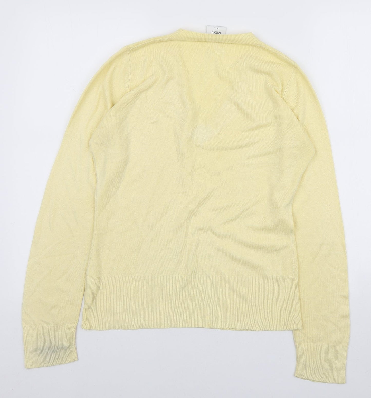 NEXT Womens Yellow V-Neck Acrylic Pullover Jumper Size 12