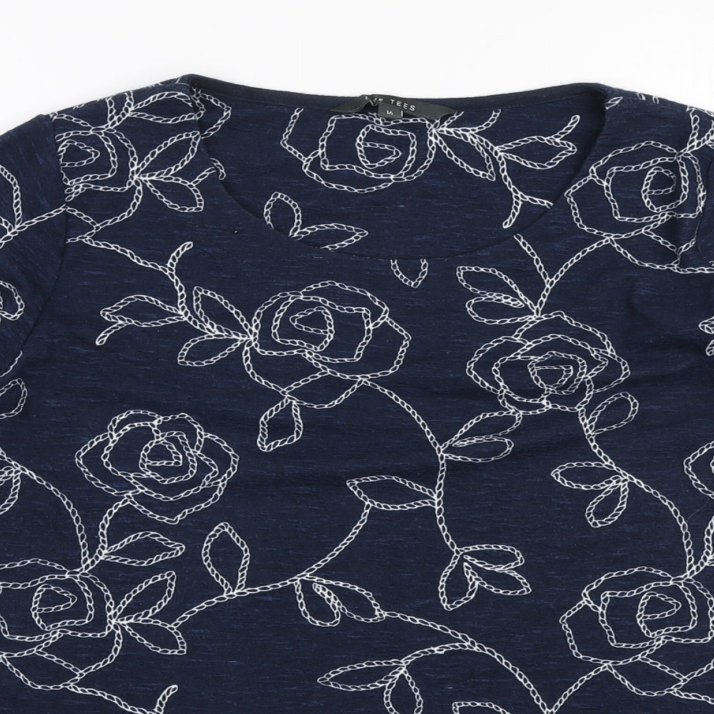 Love Tees Womens Blue Floral Polyester Pullover Sweatshirt Size 16 Pullover