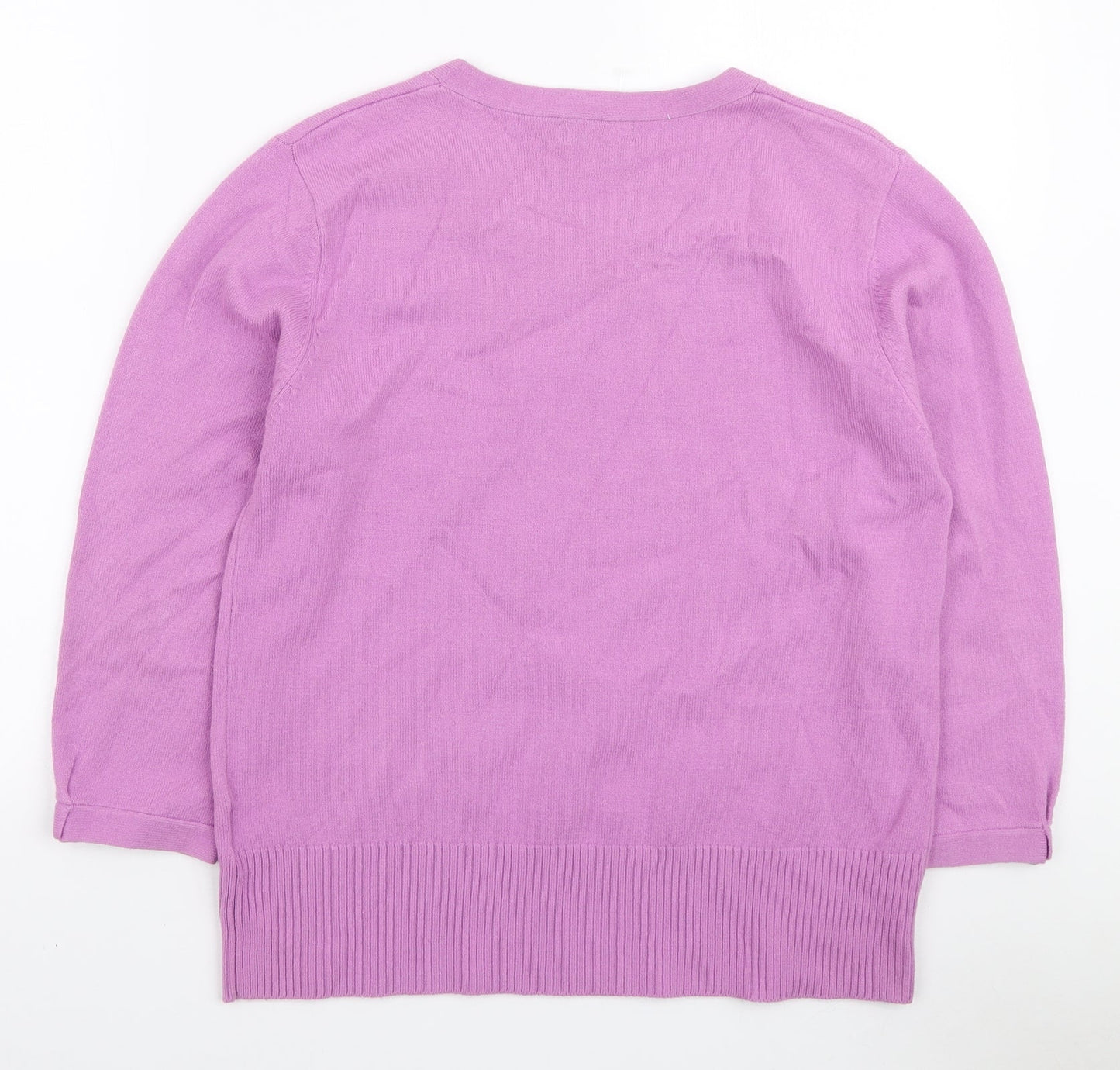 Ann Marie Womens Purple Scoop Neck Acrylic Pullover Jumper Size L