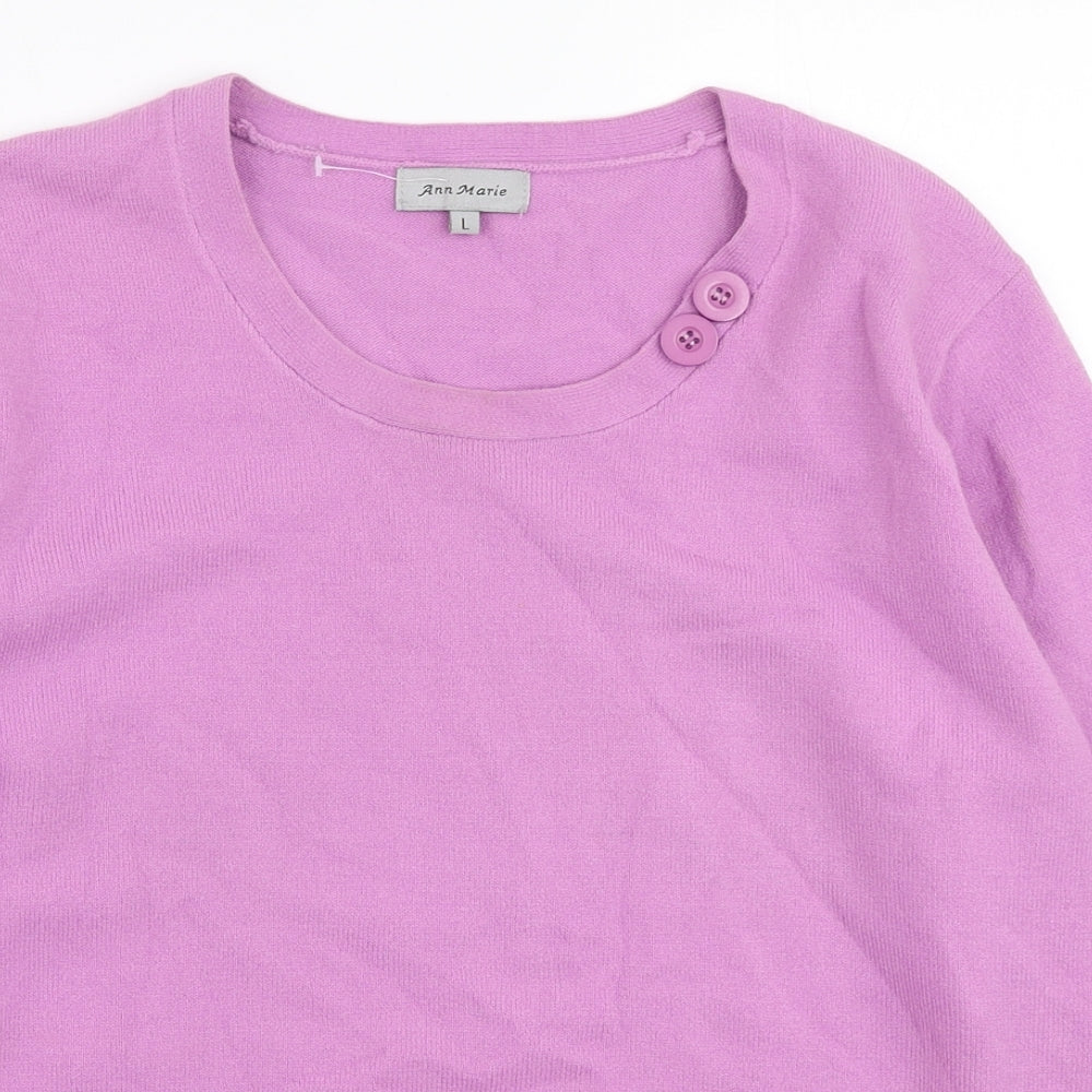Ann Marie Womens Purple Scoop Neck Acrylic Pullover Jumper Size L