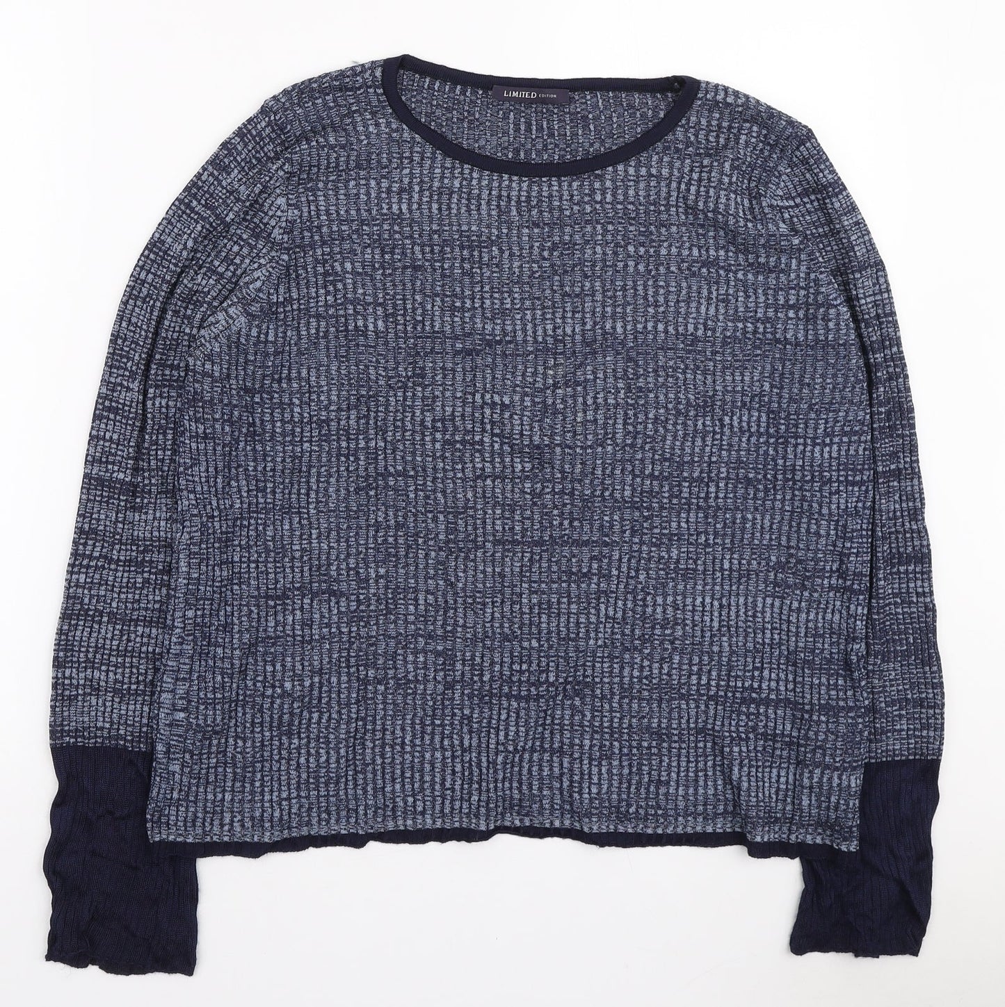 Marks and Spencer Womens Blue Round Neck Viscose Pullover Jumper Size 16