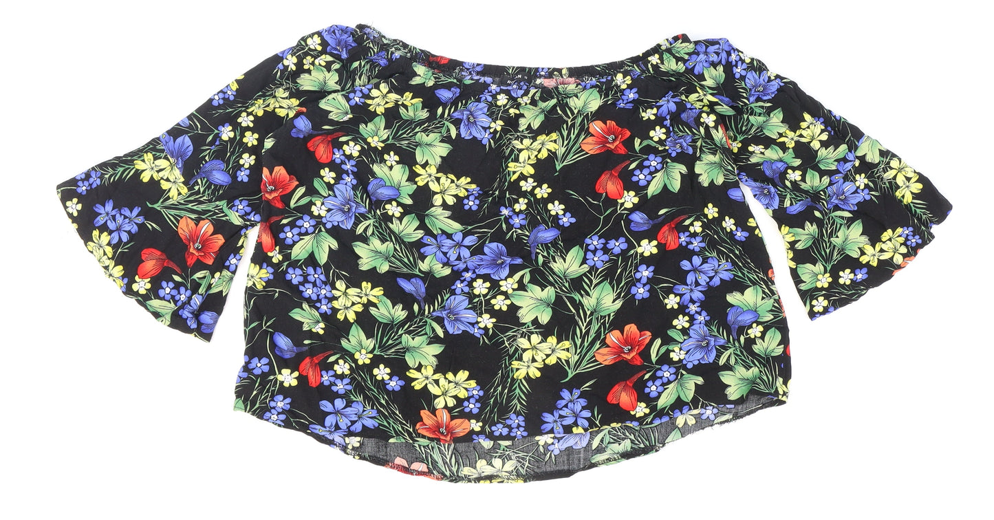 Roman Womens Multicoloured Floral Viscose Basic Blouse Size 12 Off the Shoulder