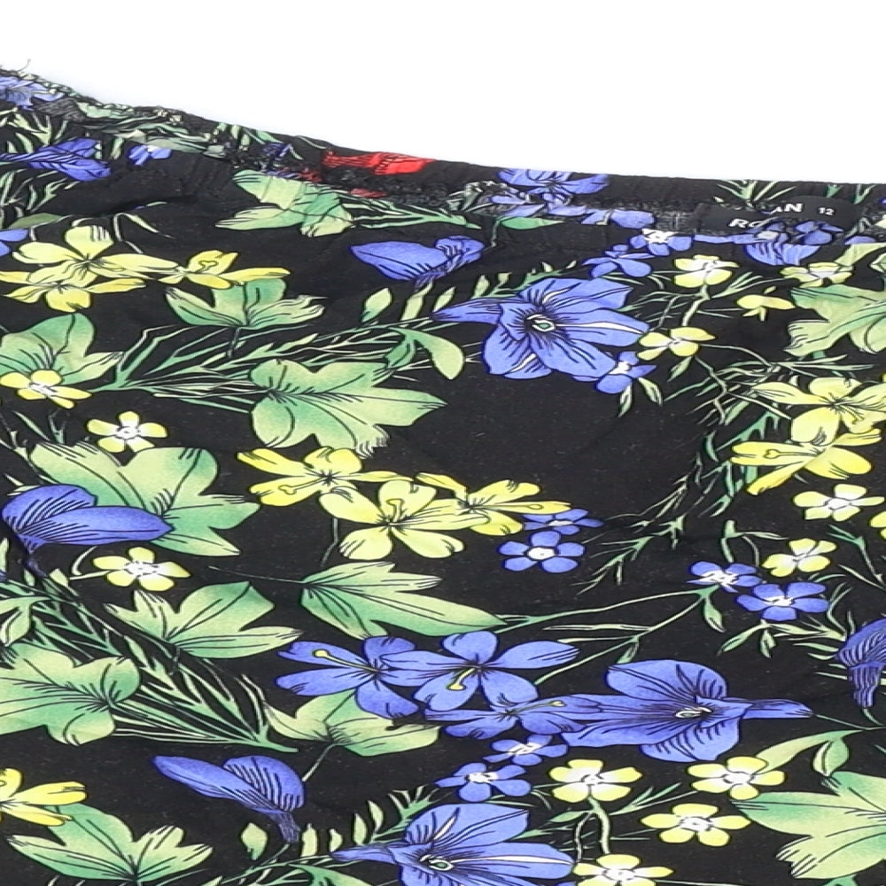 Roman Womens Multicoloured Floral Viscose Basic Blouse Size 12 Off the Shoulder
