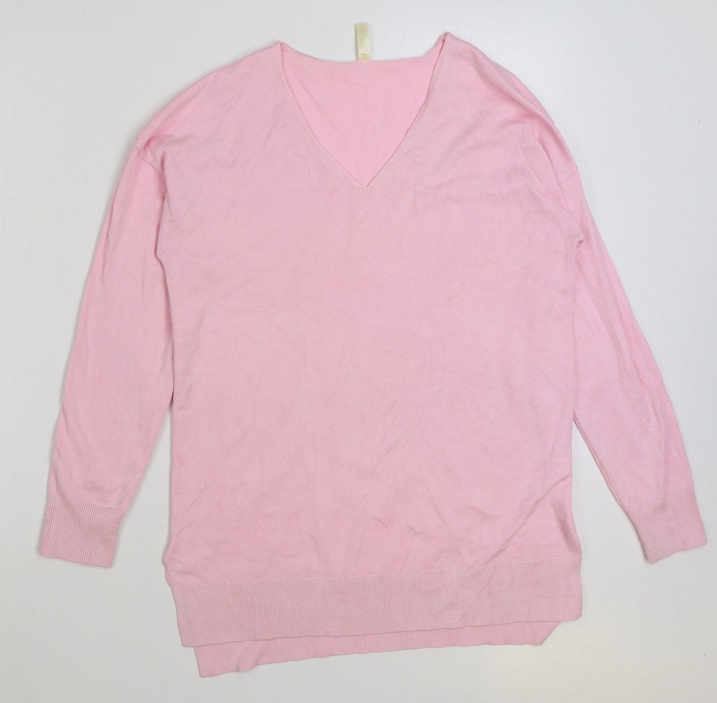 Grecelle Womens Pink V-Neck Acrylic Pullover Jumper Size S
