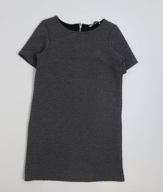 Blonde + Blonde Womens Grey Polyester A-Line Size 6 Round Neck Zip