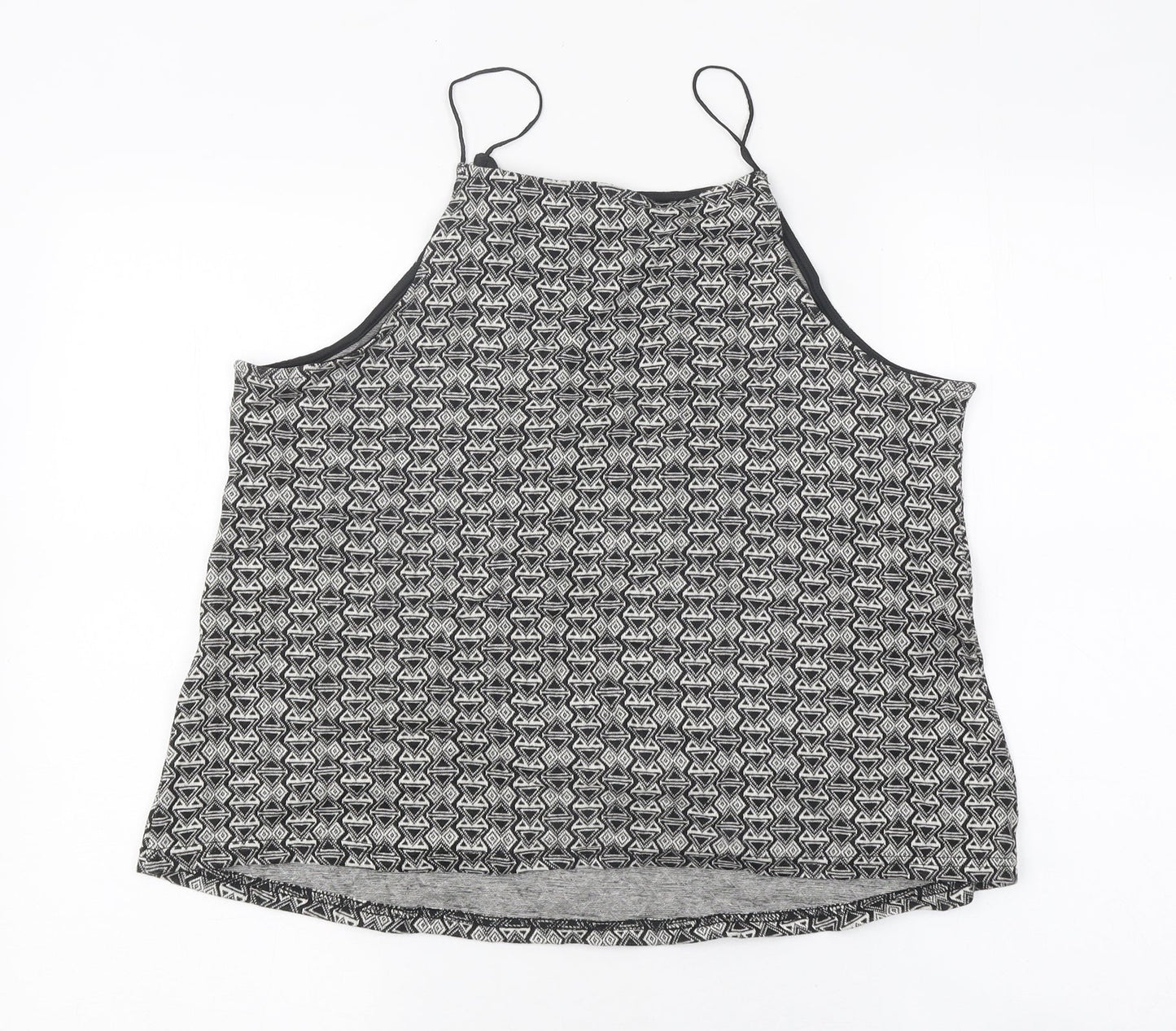 New Look Womens Black Geometric Polyester Camisole Tank Size 16 Square Neck
