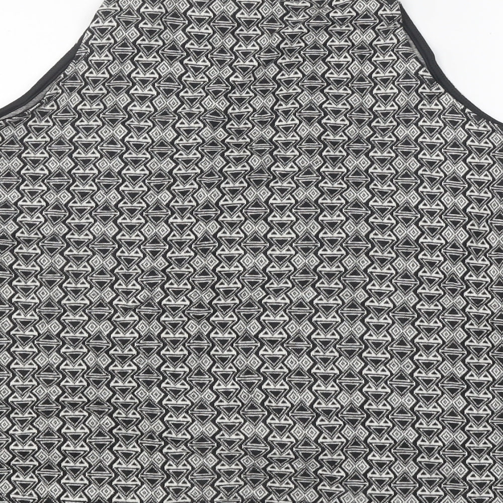 New Look Womens Black Geometric Polyester Camisole Tank Size 16 Square Neck