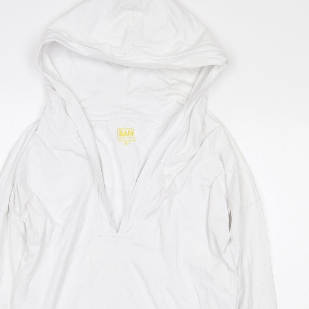 Bamboo Womens White Viscose Pullover Hoodie Size 10 Pullover