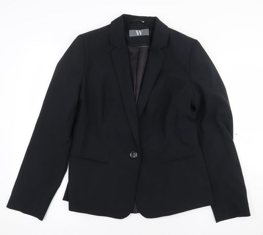 BHS Womens Black Polyester Jacket Suit Jacket Size 12