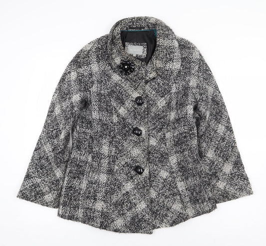 Per Una Womens Grey Plaid Jacket Size 12 Button