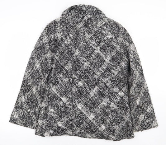 Per Una Womens Grey Plaid Jacket Size 12 Button