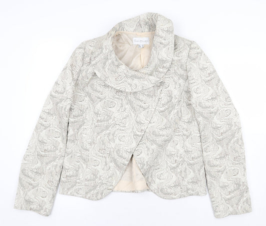 Peter Mandin Womens Beige Geometric Jacket Size 14 Button