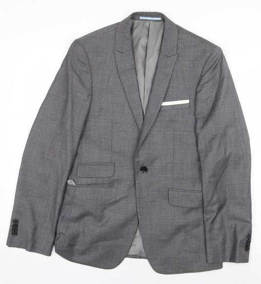 Burton Mens Grey Polyester Jacket Suit Jacket Size 36