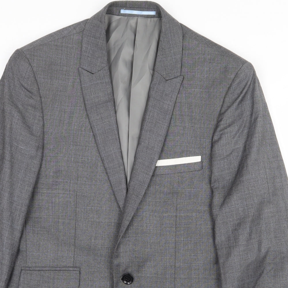 Burton Mens Grey Polyester Jacket Suit Jacket Size 36