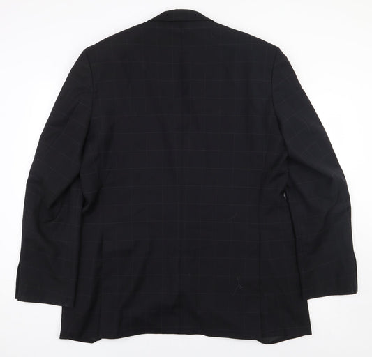 NEXT Mens Black Check Wool Jacket Suit Jacket Size 44