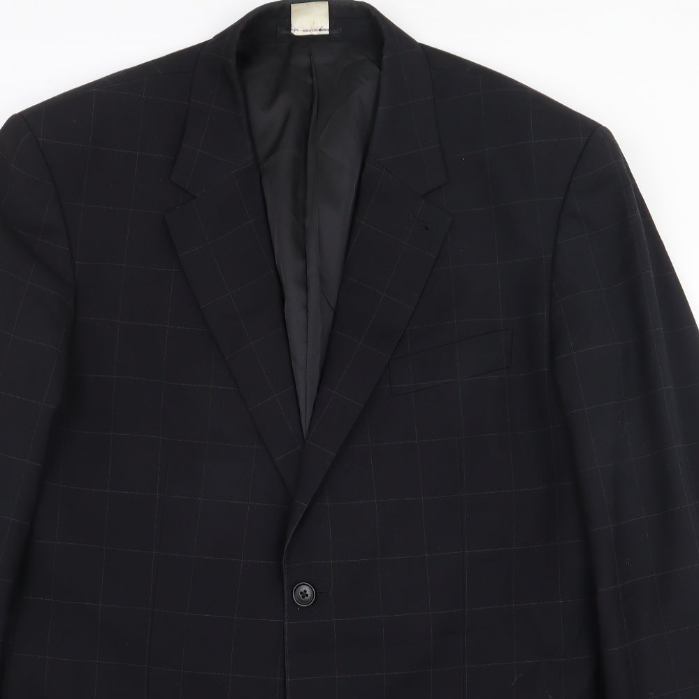 NEXT Mens Black Check Wool Jacket Suit Jacket Size 44