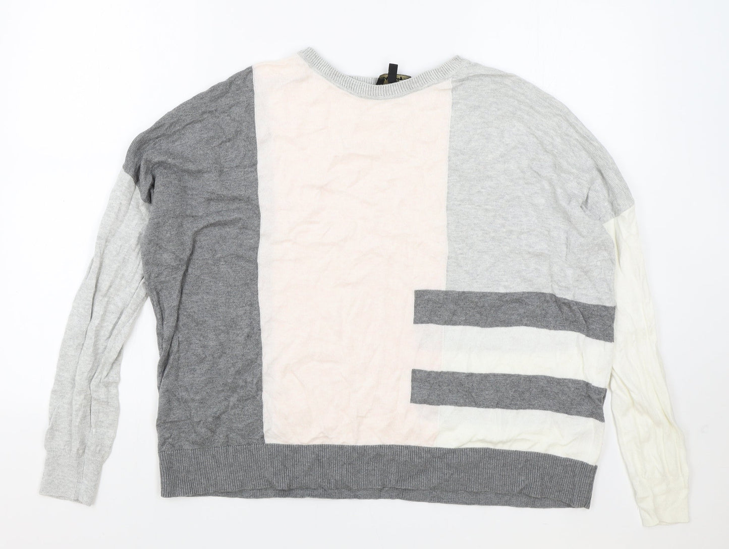Phase Eight Womens Multicoloured Round Neck Geometric Cotton Pullover Jumper Size S