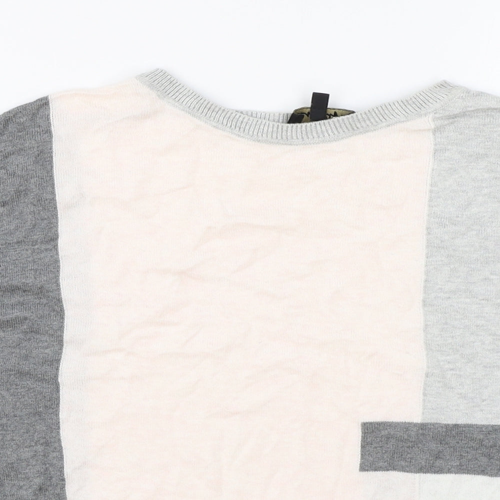 Phase Eight Womens Multicoloured Round Neck Geometric Cotton Pullover Jumper Size S