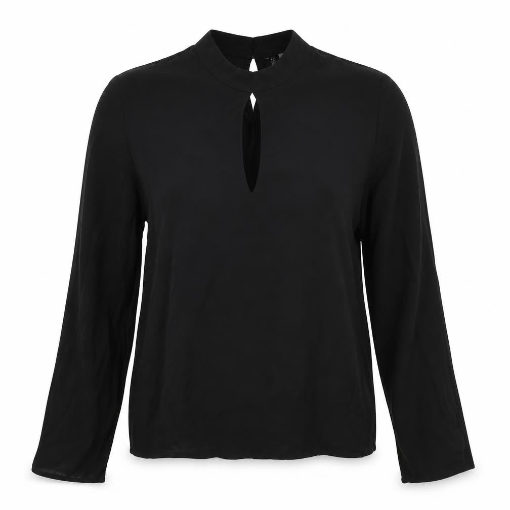 Divided Womens Black Viscose Basic Blouse Size 8 High Neck