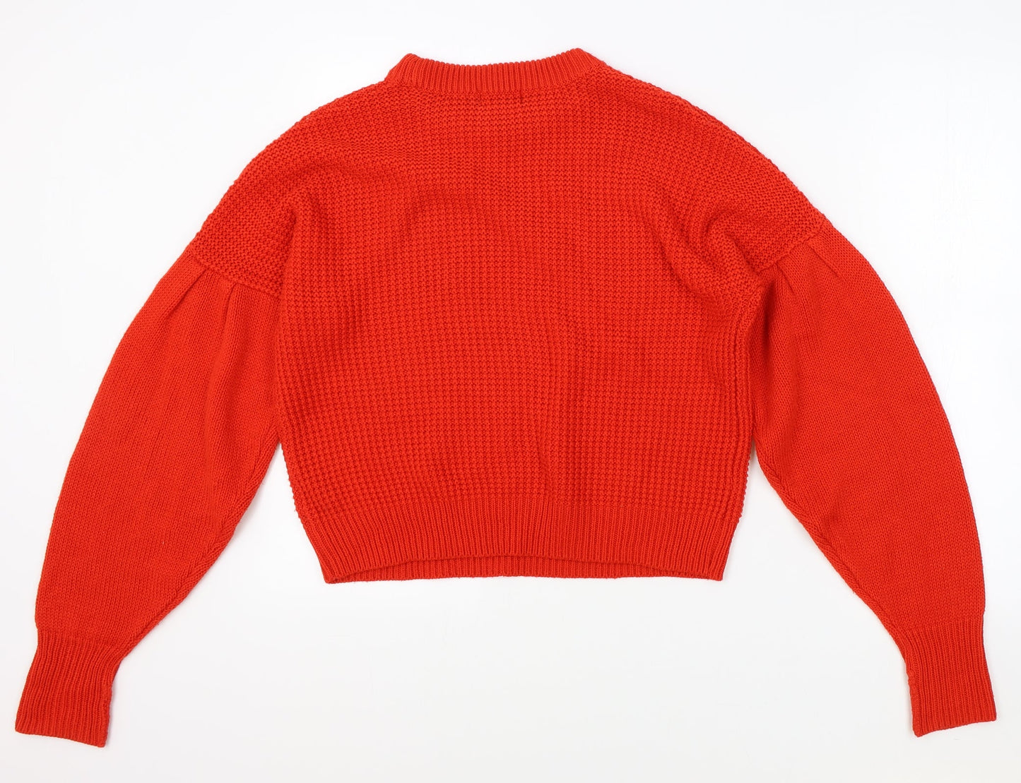 Topshop Womens Red Round Neck Acrylic Pullover Jumper Size 6 - Elasticated Cuffs