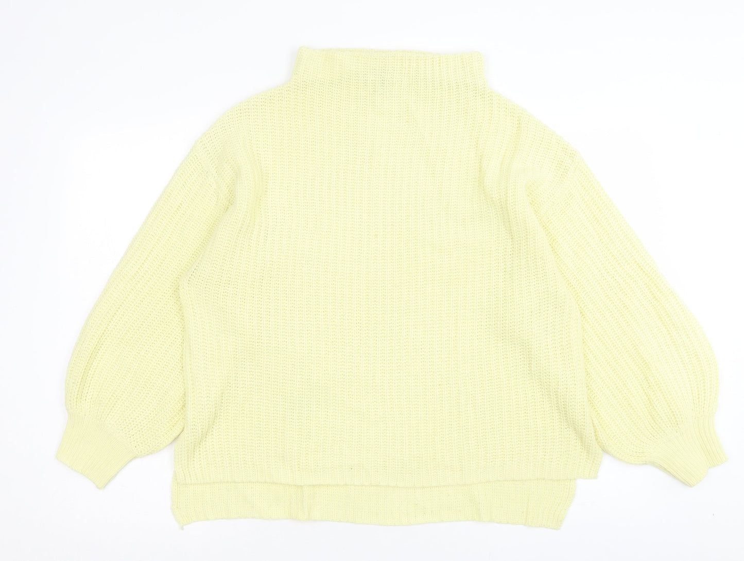 River Island Womens Yellow High Neck Acrylic Pullover Jumper Size 16