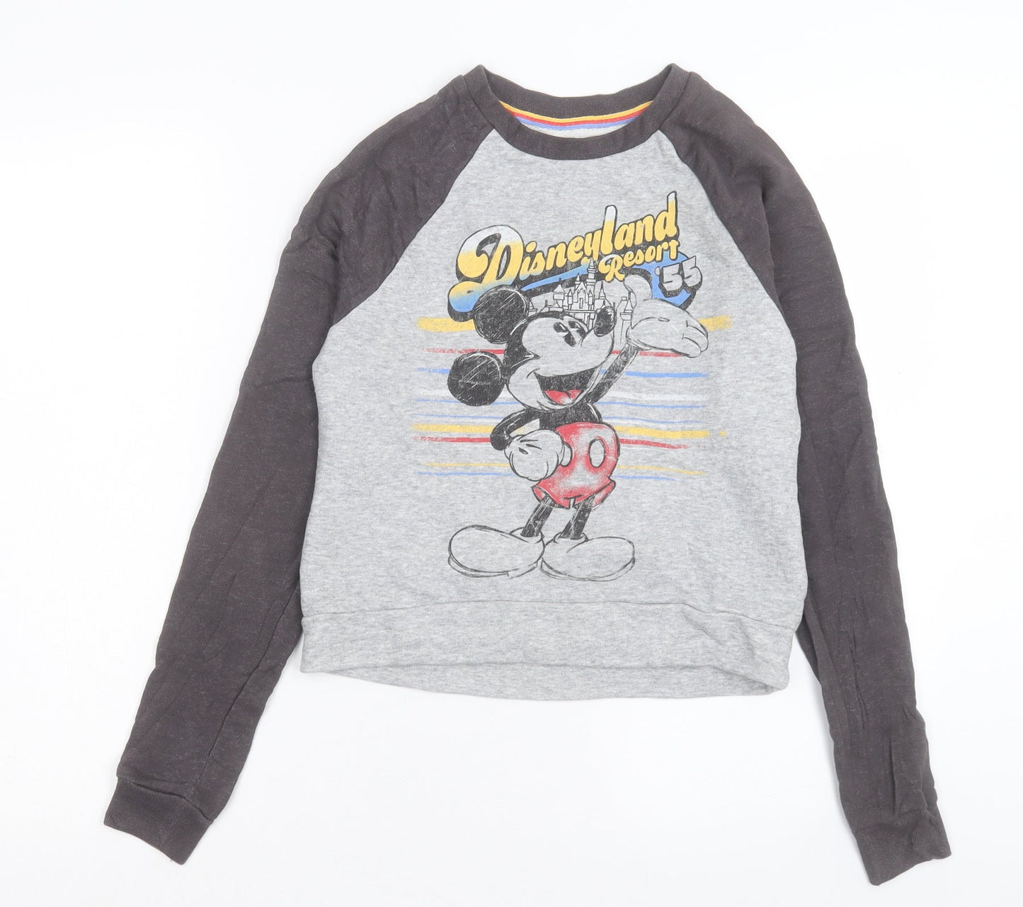 Disney Womens Grey Colourblock Cotton Pullover Sweatshirt Size S Pullover - Mickey Mouse