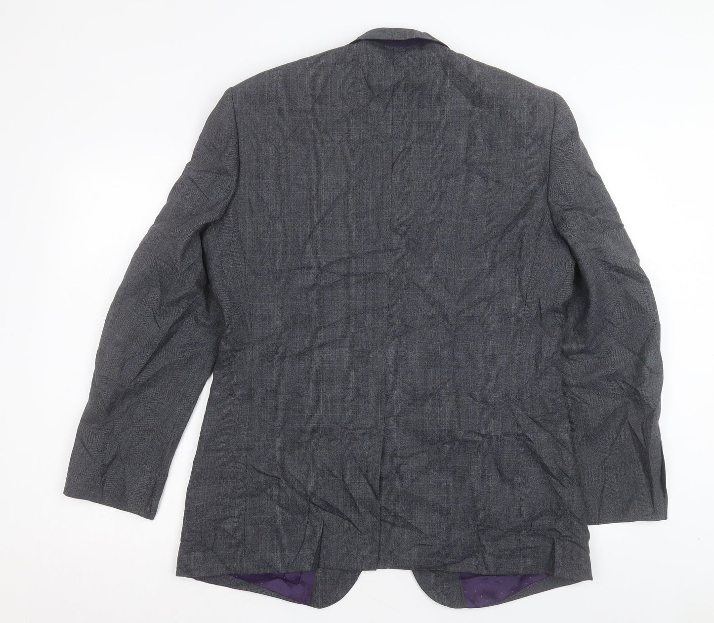 George Mens Grey Plaid Polyester Jacket Suit Jacket Size 40