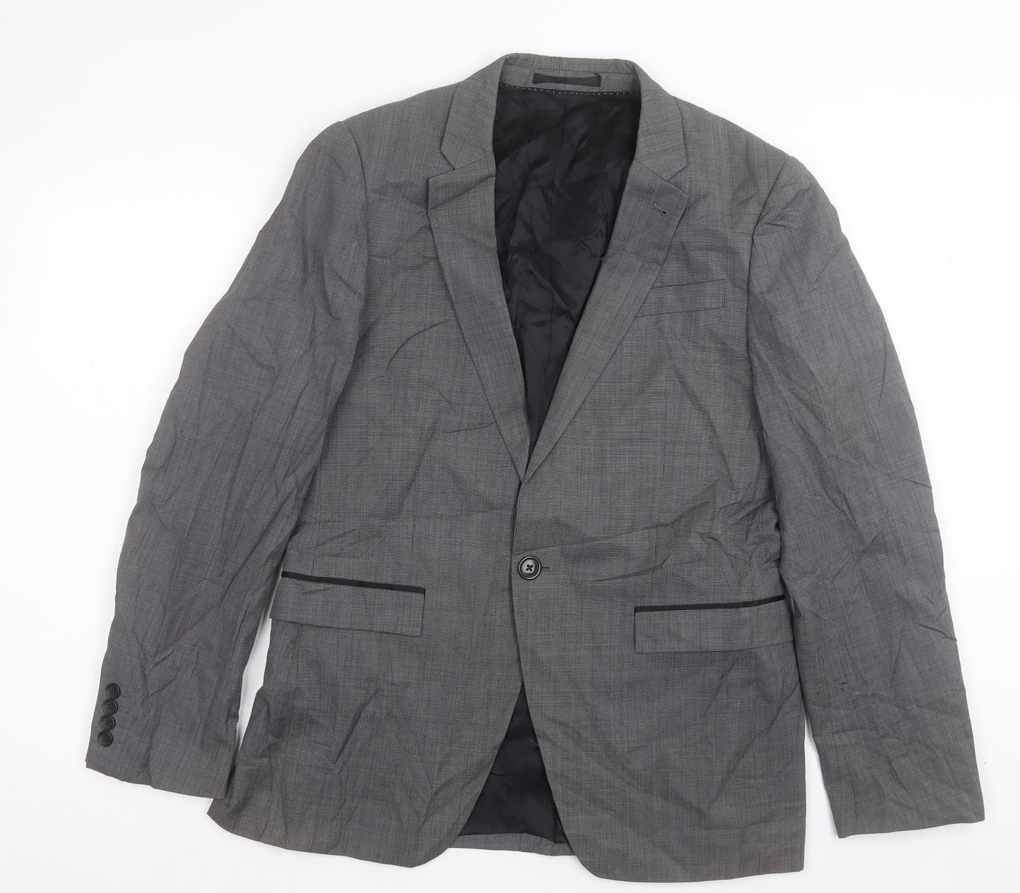 Topman Mens Grey Polyester Jacket Suit Jacket Size 40